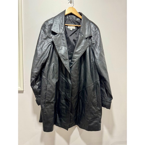 Ricardo Other - Ricardo Mens Black Genuine Leather Trench Coat Mid Length Jacket 3X Vintage
